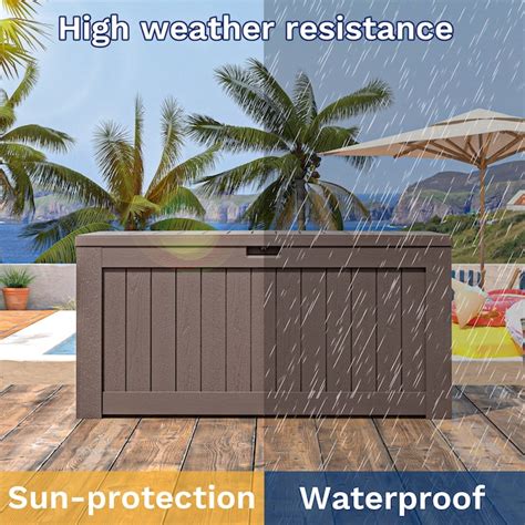 Patiowell 52-in L x 24-in 120-Gallon Dark Brown Plastic Deck Box WES ...