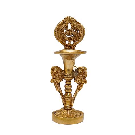 Brass Diya Oil Lamp For Home Temple Religious Decor Showpiece 8 Inch ...