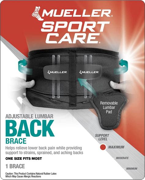 Mueller 255 Lumbar Support Back Brace with Removable Pad - Black ...
