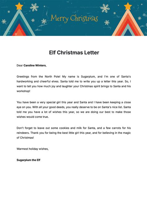 Free Elf Christmas Letter Template to Edit Online