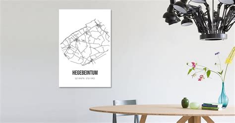 Hegebeintum (Fryslan) | Map | Black and White by MyCityPoster on canvas ...