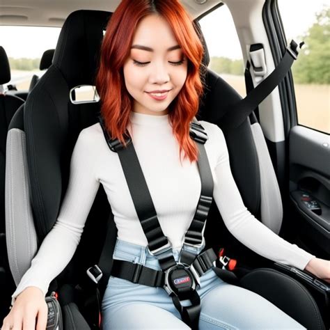 young adult woman strapped into 5 point ha...