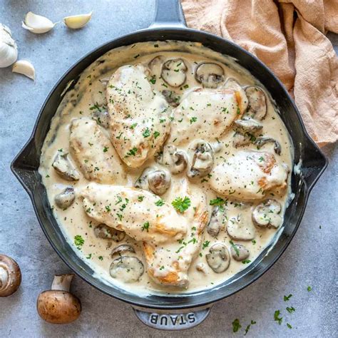 Easy Creamy Mushroom Chicken Recipe | Healthy Fitness Meals