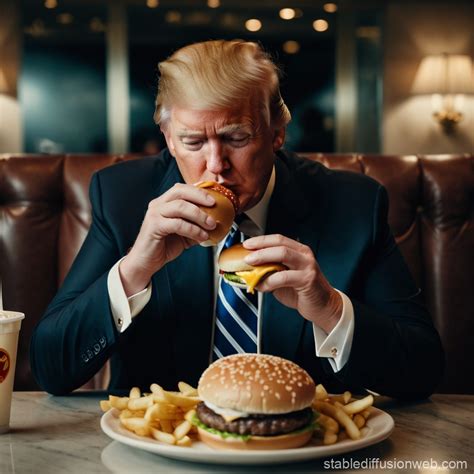 Donald Trump Eating at McDonald's | Stable Diffusion Online