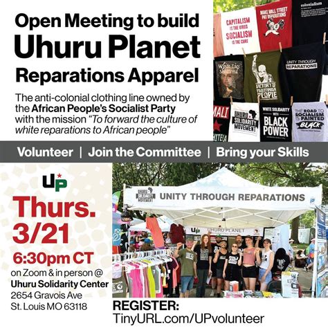Open Meeting to build Uhuru Planet Reparations Apparel, Online event ...