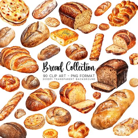 Bread Clipart Bundle: Bakery Clip Art & Baking Clipart 90 PNG ...