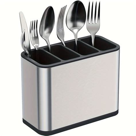 4-Compartment Stainless Steel Utensil Organizer – bshopy.in