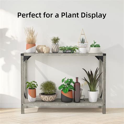 Buy Amyove Farmhouse Entryway Table, 43 Grey Console Table, 2-Tier Wood ...