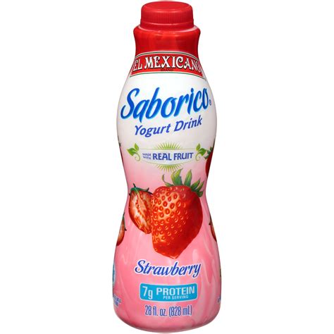 El Mexicano Saborico, Strawberry Protein Yogurt Drink 28 fl oz Bottle ...