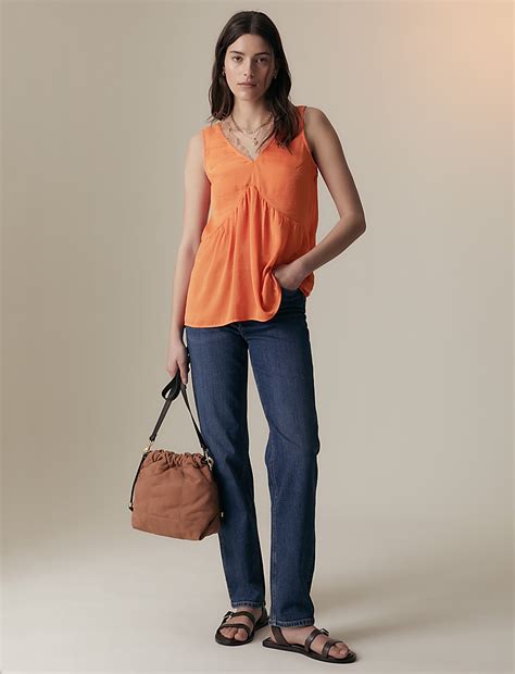 Buy Satin Lace Detail Blouse at Marks & Spencer