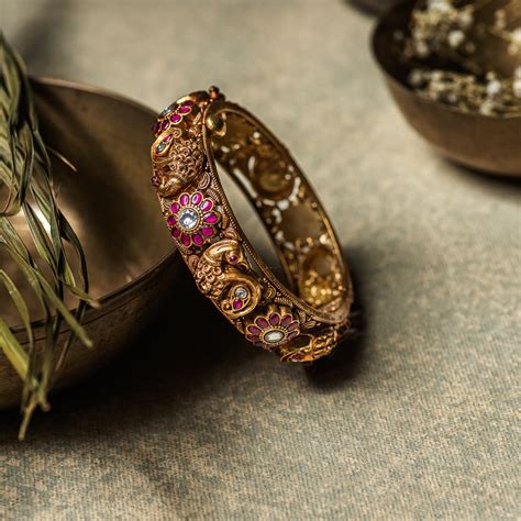 Temple Jewelry Kundan Silver Kada Online for Women in Chennai