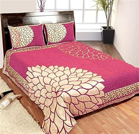 Dami Heavy Chenille King Size Bedsheet with Two Pillow Covers Size- 95× ...