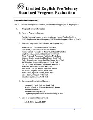 Fillable Online ssdmo Limited English Proficiency Standard bProgramb ...