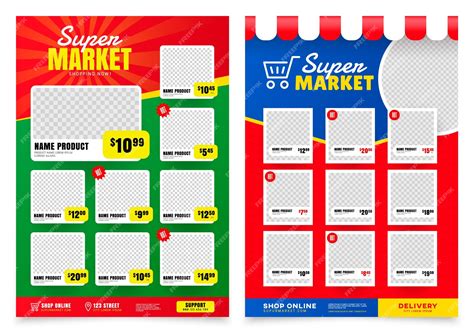 Supermarket flyer template shop poster design grocery ads flyer ...