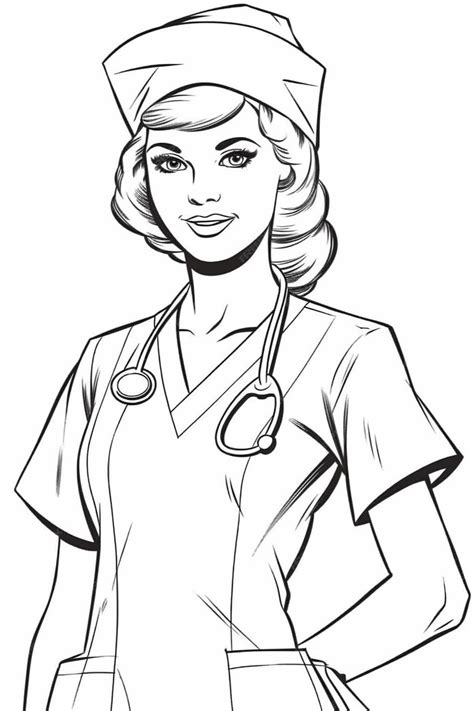 Premium Photo | A drawing of a nurse in a uniform with a stethoscope ...