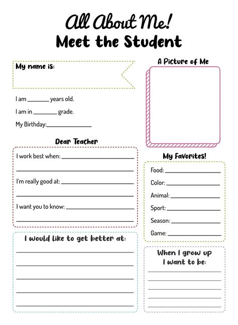 10 Best Free Printable All About Me Form For Teachers for Free at ...
