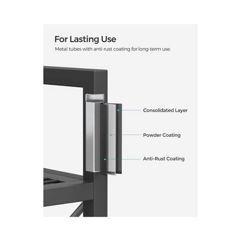 Buy SONGMICS 3-Tier Metal Storage Rack with Wheels, Mesh Shelving Unit ...