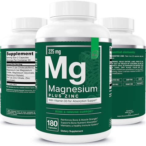 Magnesium & Zinc with Vitamin D3 by Essential Elements - For Sleep Immune & Bone Support ...