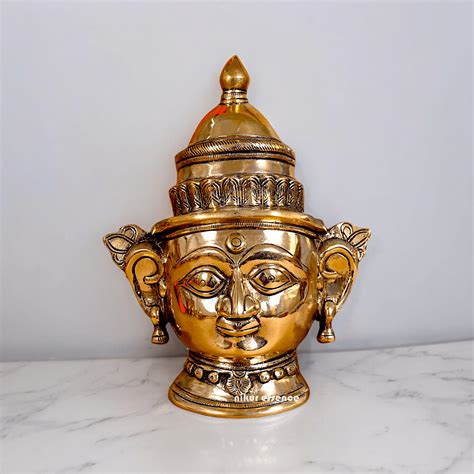 Pure Brass mukhlingham of goddess Parvati by Nikur Essence - 22 cm ...