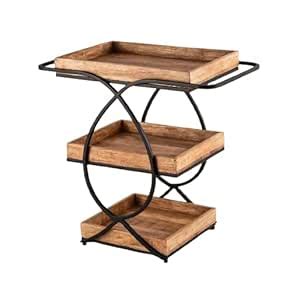 H Z HANDICRAFTS Salome Mango Wood and Metal Bar Trolley (Solid Wood ...