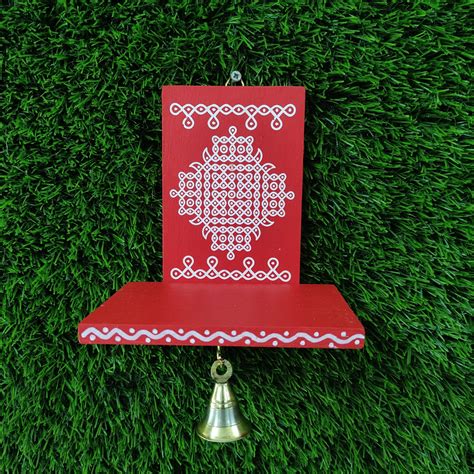 Wooden Kolam Wall Shelf, Vilakku Madam - VM4 – Decor Duniya