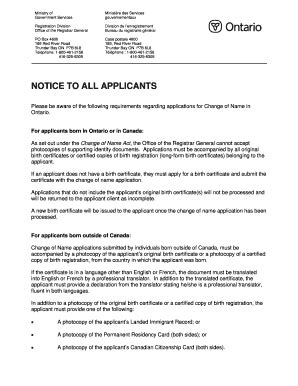 Ontario Adult Name Change Application - Blank Fillable Template | Fill ...