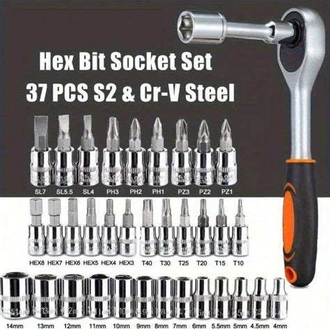 46-Piece Automotive Repair Tool Set With Socket Wrench, Ratchet, Car ...