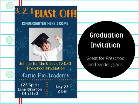 Pre-k Graduation Invitation, Preschool Grad, Kinder Grad, Kindergarten ...