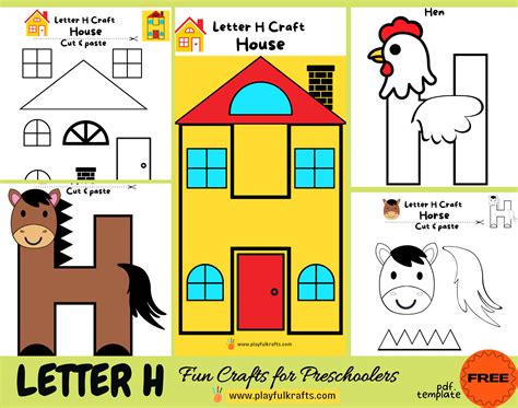 Free Letter H Crafts: House, Horse, and Hen - Playful Krafts