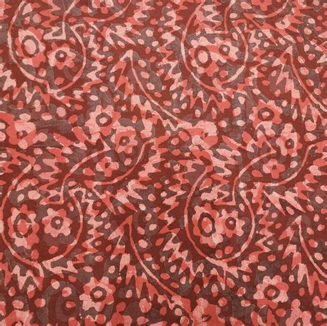 Pure Cotton Dabu With Rust Self Design Hand Block Print Fabric – Sanskruti