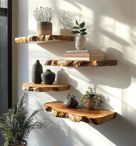 Amazon.com: Modern Sale Live Edge Shelf Floating Shelf Teak Wood Live ...
