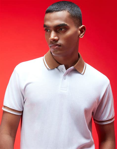 White Brown Plain Regular Slim Fit Polo T-shirt – Veirdo