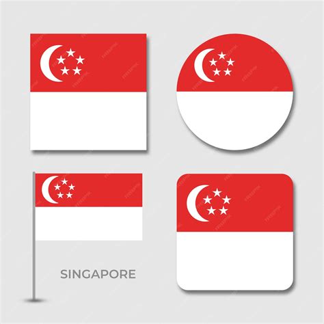 Premium PSD | National flags of singapore set design template psd file