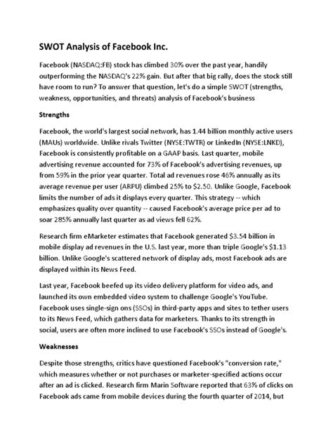Image result for Facebook SWOT-analysis Explained
