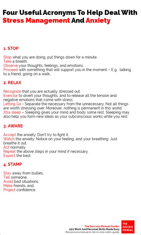 Four Useful Acronyms To Deal With Stress Management And Anxiety - The ...