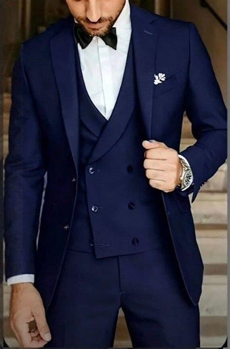 Luxury Wedding Navy Blue Three Piece Suits Blue Grooms Wear Suits New ...