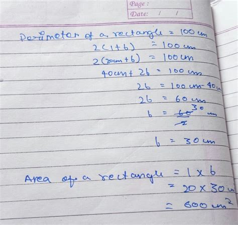 the length of a rectangle is 20 CM more than its breadth. if the ...