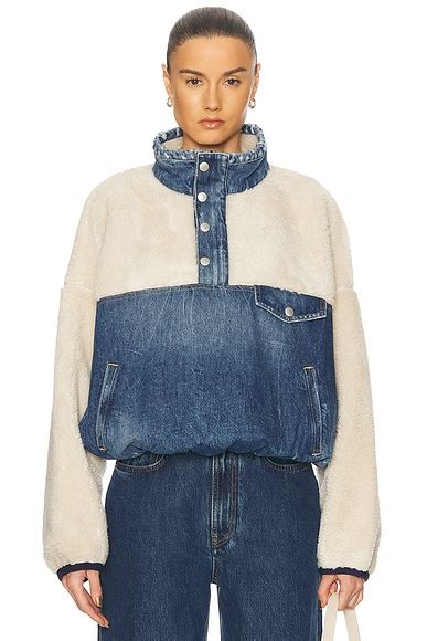 Polo Ralph Lauren Fleece-Denim Mockneck Pullover in Cusi Wash | FWRD