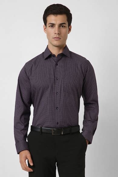 Buy Men Purple Regular Fit Check Full Sleeves Formal Shirt Online ...
