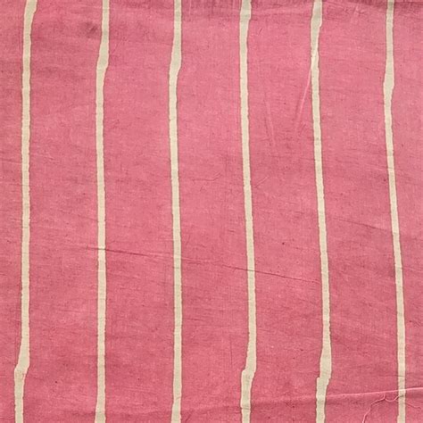 Pure Cotton Dabu Pink With Fat Stripes Hand Block Print Fabric – Sanskruti
