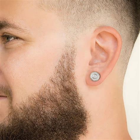 Buy Sterling Silver 1/20Ct TDW Diamond Single Stud Earring with Rhodium ...