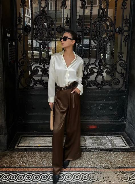 17 Chic Outfits To Wear With Silk Or Satin Pants | Date night outfit ...