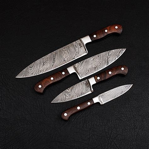 Damascus Chef Knife Set // 4 Pieces - Black Forge Knives - Touch of Modern