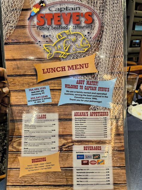Menu at Captain Steve's Family Seafood Restaurant, Harrisburg, State Hwy 49