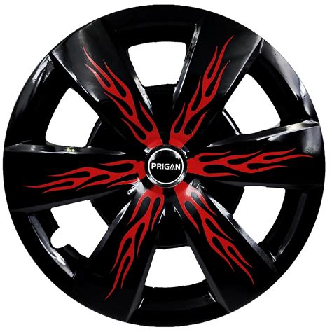 PRIGAN 15 Inch Universal Black Red Wheel Cover/Cap for All 15 Inch Cars ...