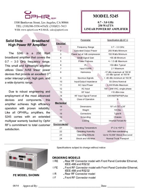 Fillable Online MODEL 5245 - Ophir RF Fax Email Print - pdfFiller