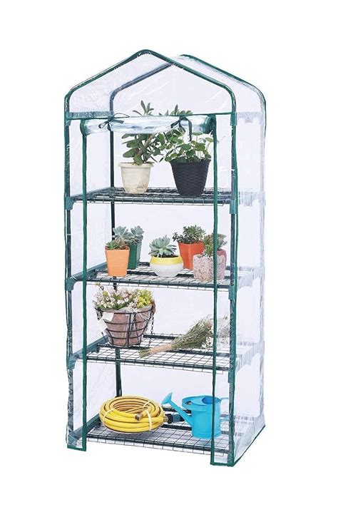 JERN Mini Greenhouse - Sturdy Portable Gardening Shelves with PVC Cover ...