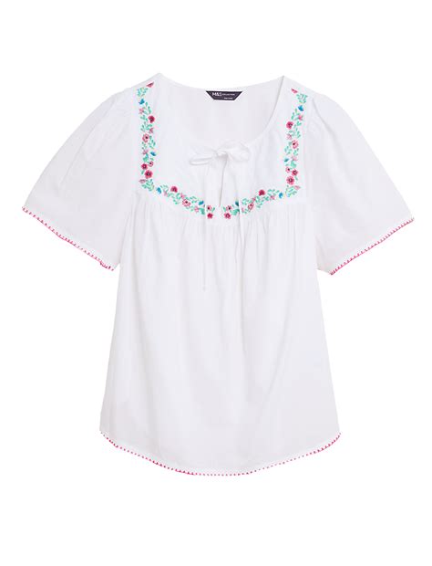 Buy Pure Cotton Embroidered Regular Fit Top at Marks & Spencer