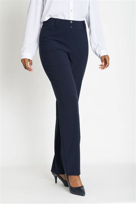 Luxury Navy Straight Leg Pants | Contempo Online