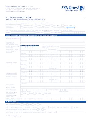 FBNQuest Merchant Bank Account Opening Form - Blank Fillable Template ...